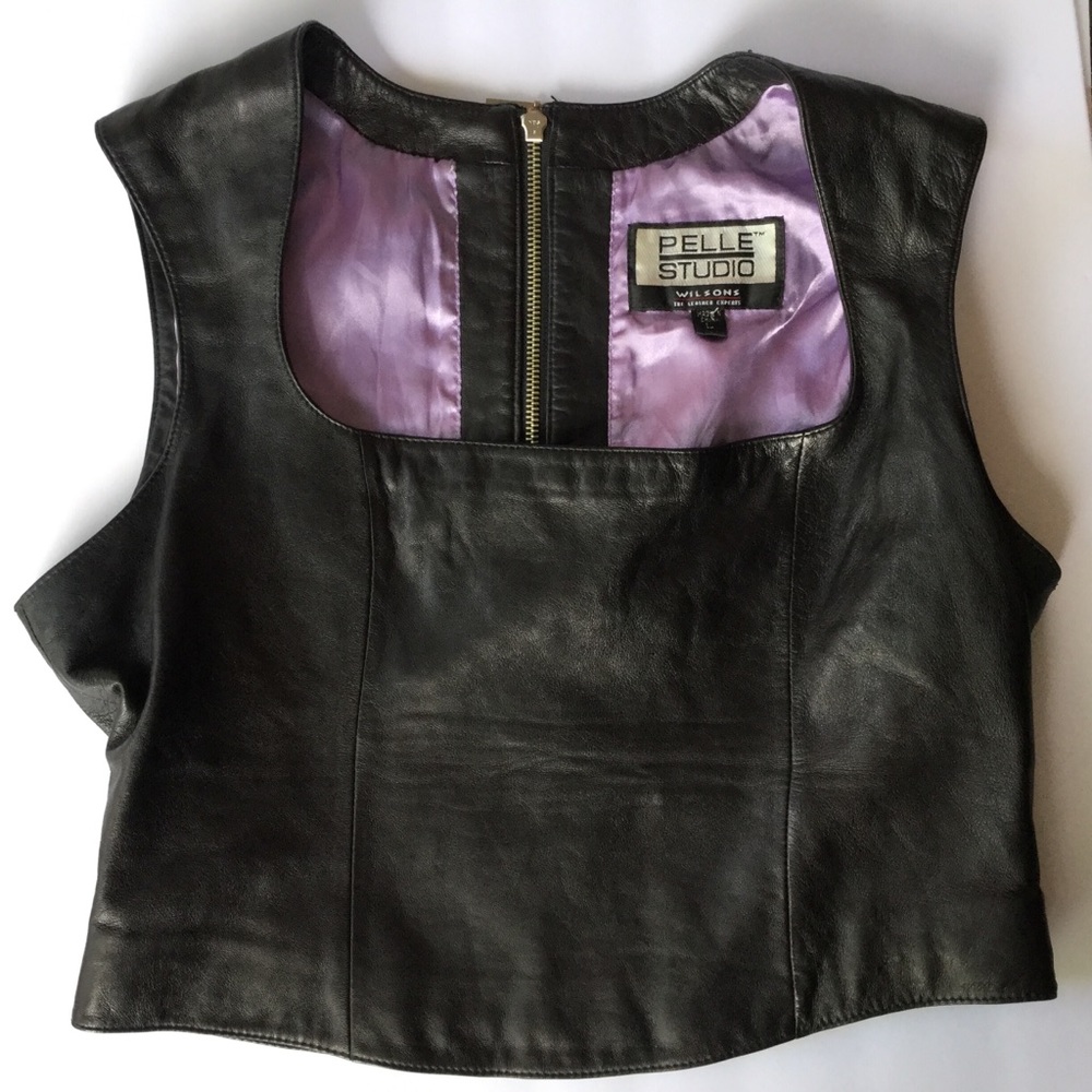Wilsons Dark Brown Leather Crop Top Size L - Picture 3 of 8